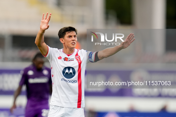 Matteo Pessina of AC Monza gestures during the Serie A Enilive match between ACF Fiorentina and AC Monza at Stadio Artemio Franchi on Septem...