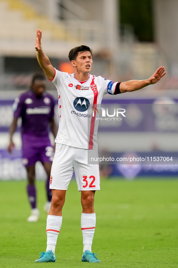 Matteo Pessina of AC Monza gestures during the Serie A Enilive match between ACF Fiorentina and AC Monza at Stadio Artemio Franchi on Septem...