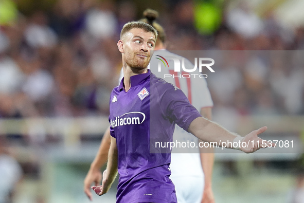 Lucas Beltran of ACF Fiorentina looks dejected during the Serie A Enilive match between ACF Fiorentina and AC Monza at Stadio Artemio Franch...