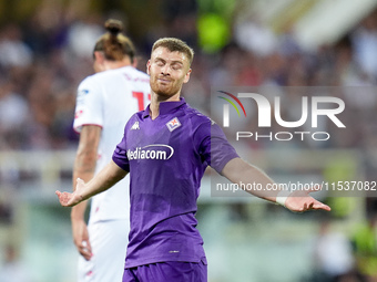 Lucas Beltran of ACF Fiorentina looks dejected during the Serie A Enilive match between ACF Fiorentina and AC Monza at Stadio Artemio Franch...