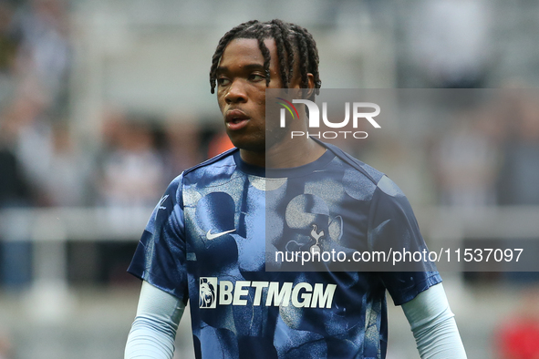 Tottenham Hotspur's Destiny Udogie during the Premier League match between Newcastle United and Tottenham Hotspur at St. James's Park in New...