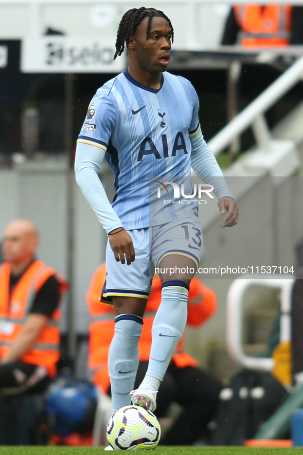 Tottenham Hotspur's Destiny Udogie during the Premier League match between Newcastle United and Tottenham Hotspur at St. James's Park in New...