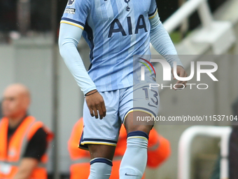 Tottenham Hotspur's Destiny Udogie during the Premier League match between Newcastle United and Tottenham Hotspur at St. James's Park in New...