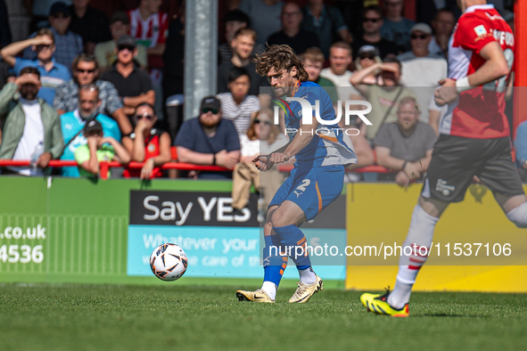 Oldham Athletic's Reagan Ogle during the Vanarama National League match between Altrincham and Oldham Athletic at Moss Lane in Altrincham, E...