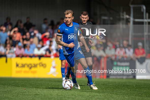 Oldham Athletic's Tom Conlon during the Vanarama National League match between Altrincham and Oldham Athletic at Moss Lane in Altrincham, En...