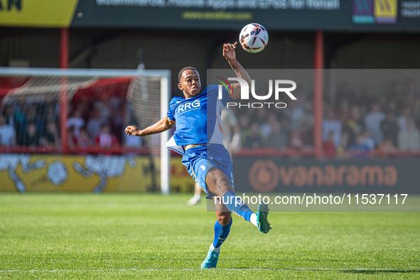 Shaun Hobson of Oldham Athletic during the Vanarama National League match between Altrincham and Oldham Athletic at Moss Lane in Altrincham,...