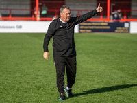 Oldham Athletic Manager Micky Mellon during the Vanarama National League match between Altrincham and Oldham Athletic at Moss Lane in Altrin...