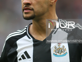 Newcastle United's Bruno Guimaraes during the Premier League match between Newcastle United and Tottenham Hotspur at St. James's Park in New...