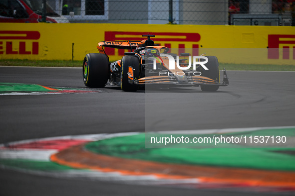 Oscar Piastri of the McLaren F1 Team drives his single-seater during the race of the Italian GP, the 16th round of the Formula 1 World Champ...