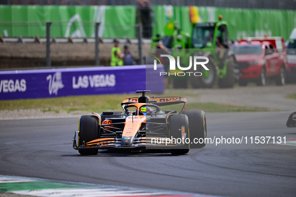 Oscar Piastri of the McLaren F1 Team drives his single-seater during the race of the Italian GP, the 16th round of the Formula 1 World Champ...