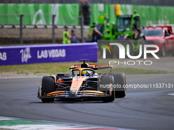 Oscar Piastri of the McLaren F1 Team drives his single-seater during the race of the Italian GP, the 16th round of the Formula 1 World Champ...