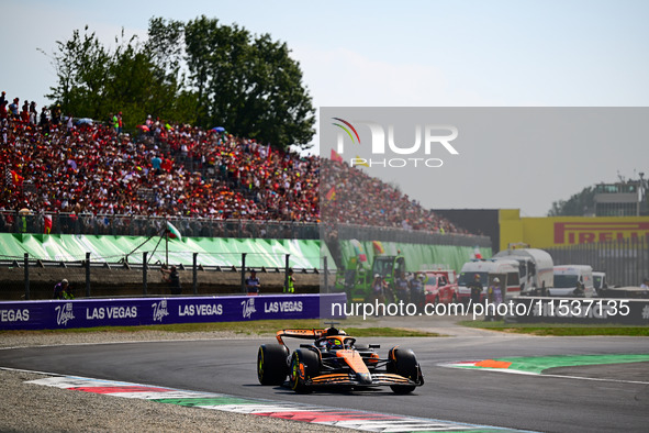 Oscar Piastri of the McLaren F1 Team drives his single-seater during the race of the Italian GP, the 16th round of the Formula 1 World Champ...