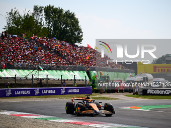 Oscar Piastri of the McLaren F1 Team drives his single-seater during the race of the Italian GP, the 16th round of the Formula 1 World Champ...