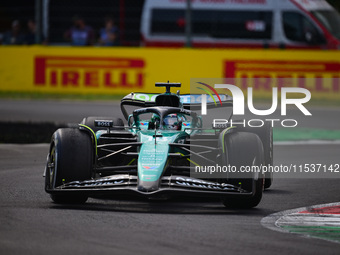 Lance Stroll of the Aston Martin Cognizant F1 Team drives his single-seater during the race of the Italian GP, the 16th round of the Formula...