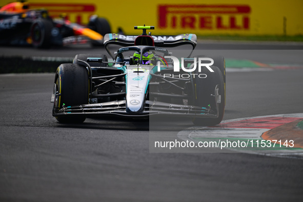 Lewis Hamilton of Mercedes-AMG Petronas F1 Team drives his single-seater during the race of the Italian GP, the 16th round of the Formula 1...