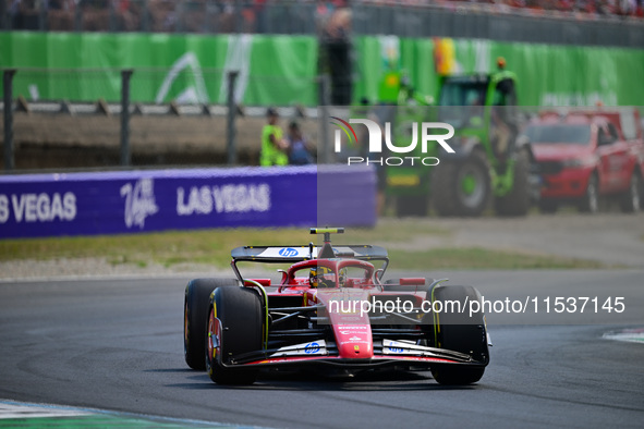 Carlos Sainz of Scuderia Ferrari drives his single-seater during the race of the Italian GP, the 16th round of the Formula 1 World Champions...