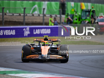 Lando Norris of the McLaren F1 Team drives his single-seater during the race of the Italian GP, the 16th round of the Formula 1 World Champi...