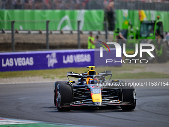 Sergio Perez of Red Bull Racing Honda drives his single-seater during the race of the Italian GP, the 16th round of the Formula 1 World Cham...