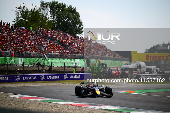 Sergio Perez of Red Bull Racing Honda drives his single-seater during the race of the Italian GP, the 16th round of the Formula 1 World Cham...