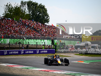 Sergio Perez of Red Bull Racing Honda drives his single-seater during the race of the Italian GP, the 16th round of the Formula 1 World Cham...