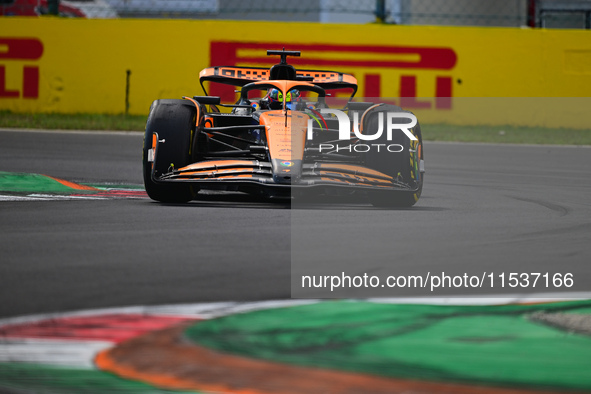 Oscar Piastri of the McLaren F1 Team drives his single-seater during the race of the Italian GP, the 16th round of the Formula 1 World Champ...