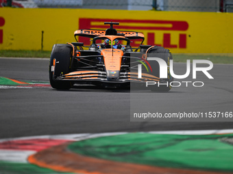 Oscar Piastri of the McLaren F1 Team drives his single-seater during the race of the Italian GP, the 16th round of the Formula 1 World Champ...