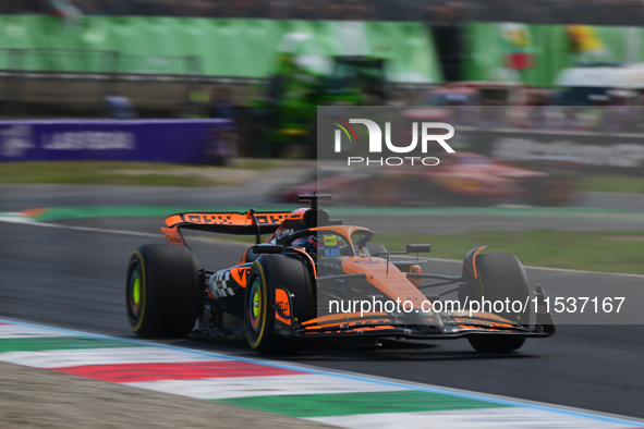 Oscar Piastri of the McLaren F1 Team drives his single-seater during the race of the Italian GP, the 16th round of the Formula 1 World Champ...