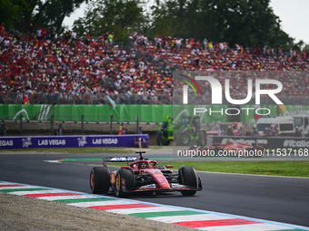 Charles Leclerc of Scuderia Ferrari drives his single-seater during the race of the Italian GP, the 16th round of the Formula 1 World Champi...