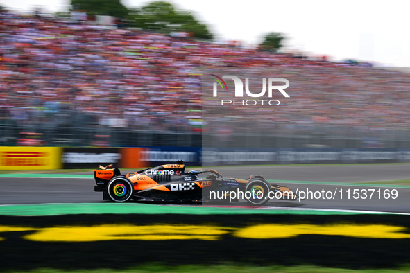 Oscar Piastri of the McLaren F1 Team drives his single-seater during the race of the Italian GP, the 16th round of the Formula 1 World Champ...