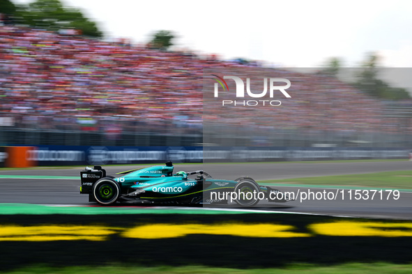 Lance Stroll of the Aston Martin Cognizant F1 Team drives his single-seater during the race of the Italian GP, the 16th round of the Formula...