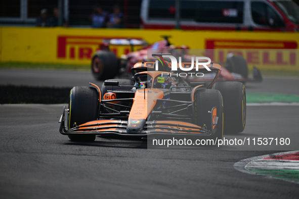 Oscar Piastri of the McLaren F1 Team drives his single-seater during the race of the Italian GP, the 16th round of the Formula 1 World Champ...