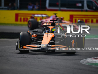 Oscar Piastri of the McLaren F1 Team drives his single-seater during the race of the Italian GP, the 16th round of the Formula 1 World Champ...