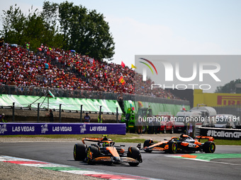 Lando Norris of the McLaren F1 Team drives his single-seater during the race of the Italian GP, the 16th round of the Formula 1 World Champi...