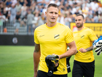 Michal Koj stands before the game between Wieczysta Krakow and Pogon Grodzisk Mazowiecki in Krakow, Poland, on September 1, 2024. Polish foo...