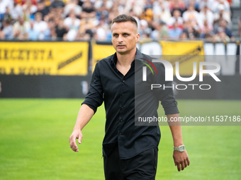 Wieczysta coach Slawomir Peszko during the game between Wieczysta Krakow and Pogon Grodzisk Mazowiecki in Krakow, Poland, on September 1, 20...