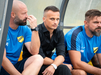 Wieczysta coach Slawomir Peszko during the game between Wieczysta Krakow and Pogon Grodzisk Mazowiecki in Krakow, Poland, on September 1, 20...