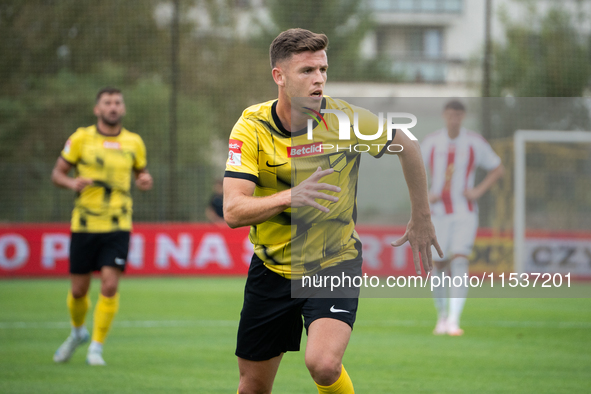 Daniel Sandoval plays in a game between Wieczysta Krakow and Pogon Grodzisk Mazowiecki in Krakow, Poland, on September 1, 2024. Polish footb...