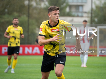 Daniel Sandoval plays in a game between Wieczysta Krakow and Pogon Grodzisk Mazowiecki in Krakow, Poland, on September 1, 2024. Polish footb...