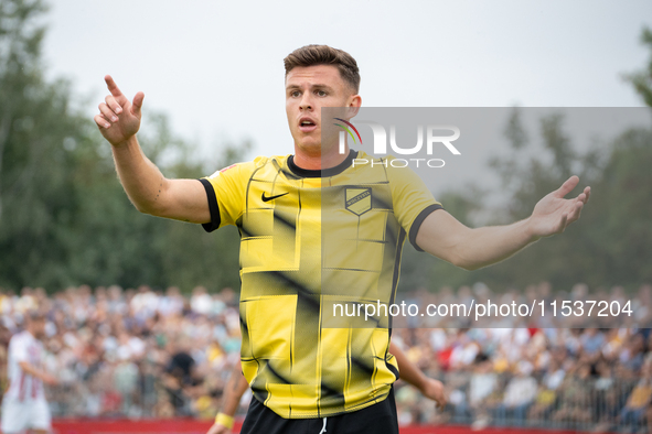 Daniel Sandoval plays in a game between Wieczysta Krakow and Pogon Grodzisk Mazowiecki in Krakow, Poland, on September 1, 2024. Polish footb...