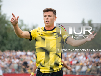 Daniel Sandoval plays in a game between Wieczysta Krakow and Pogon Grodzisk Mazowiecki in Krakow, Poland, on September 1, 2024. Polish footb...