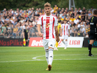 Kacper Sommerfeld plays in a game between Wieczysta Krakow and Pogon Grodzisk Mazowiecki in Krakow, Poland, on September 1, 2024. Polish foo...