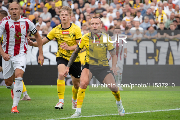 Jacek Goralski plays in a game between Wieczysta Krakow and Pogon Grodzisk Mazowiecki in Krakow, Poland, on September 1, 2024. Polish footba...