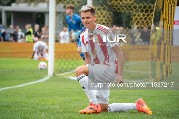 Kamil Odolak plays in a game between Wieczysta Krakow and Pogon Grodzisk Mazowiecki in Krakow, Poland, on September 1, 2024. Polish football...