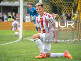 Kamil Odolak plays in a game between Wieczysta Krakow and Pogon Grodzisk Mazowiecki in Krakow, Poland, on September 1, 2024. Polish football...