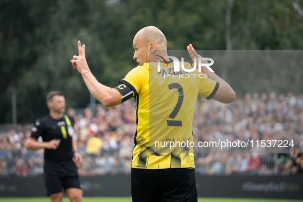 Michal Pazdan plays in a game between Wieczysta Krakow and Pogon Grodzisk Mazowiecki in Krakow, Poland, on September 1, 2024. Polish footbal...