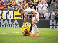 Daniel Mikolajewski and Kamil Odolak play in a game between Wieczysta Krakow and Pogon Grodzisk Mazowiecki in Krakow, Poland, on September 1...