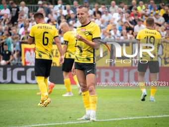 Jacek Goralski plays in a game between Wieczysta Krakow and Pogon Grodzisk Mazowiecki in Krakow, Poland, on September 1, 2024. Polish footba...