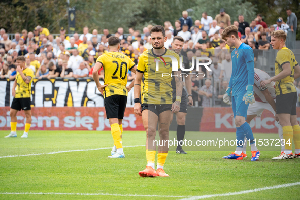 Goku Roman plays in a game between Wieczysta Krakow and Pogon Grodzisk Mazowiecki in Krakow, Poland, on September 1, 2024. Polish football s...