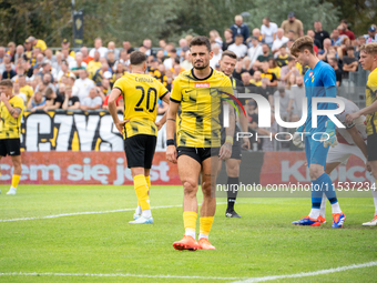 Goku Roman plays in a game between Wieczysta Krakow and Pogon Grodzisk Mazowiecki in Krakow, Poland, on September 1, 2024. Polish football s...