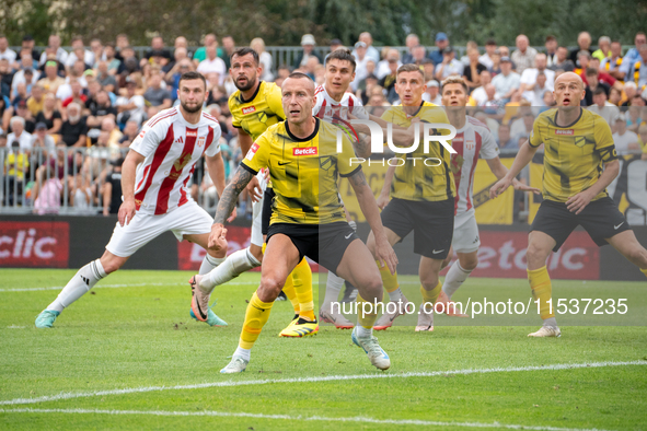 Jacek Goralski plays in a game between Wieczysta Krakow and Pogon Grodzisk Mazowiecki in Krakow, Poland, on September 1, 2024. Polish footba...